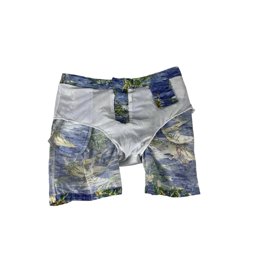 Polo Ralph Lauren Mens Large Shorts Swim Trunks Hawaiian Graphic Print Vintage